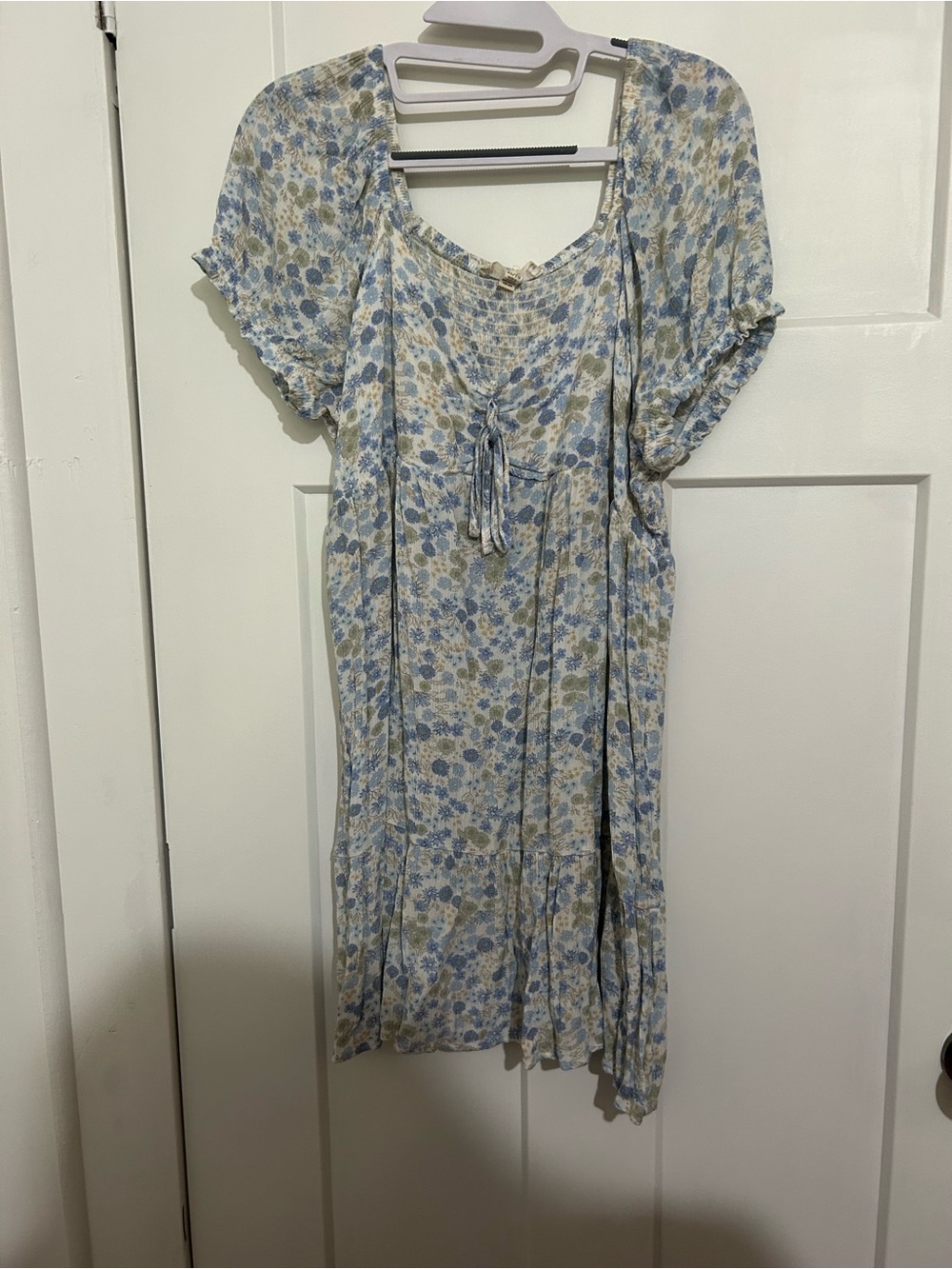 Wild Skye Floral Boho Peasant Top in Blue & Green